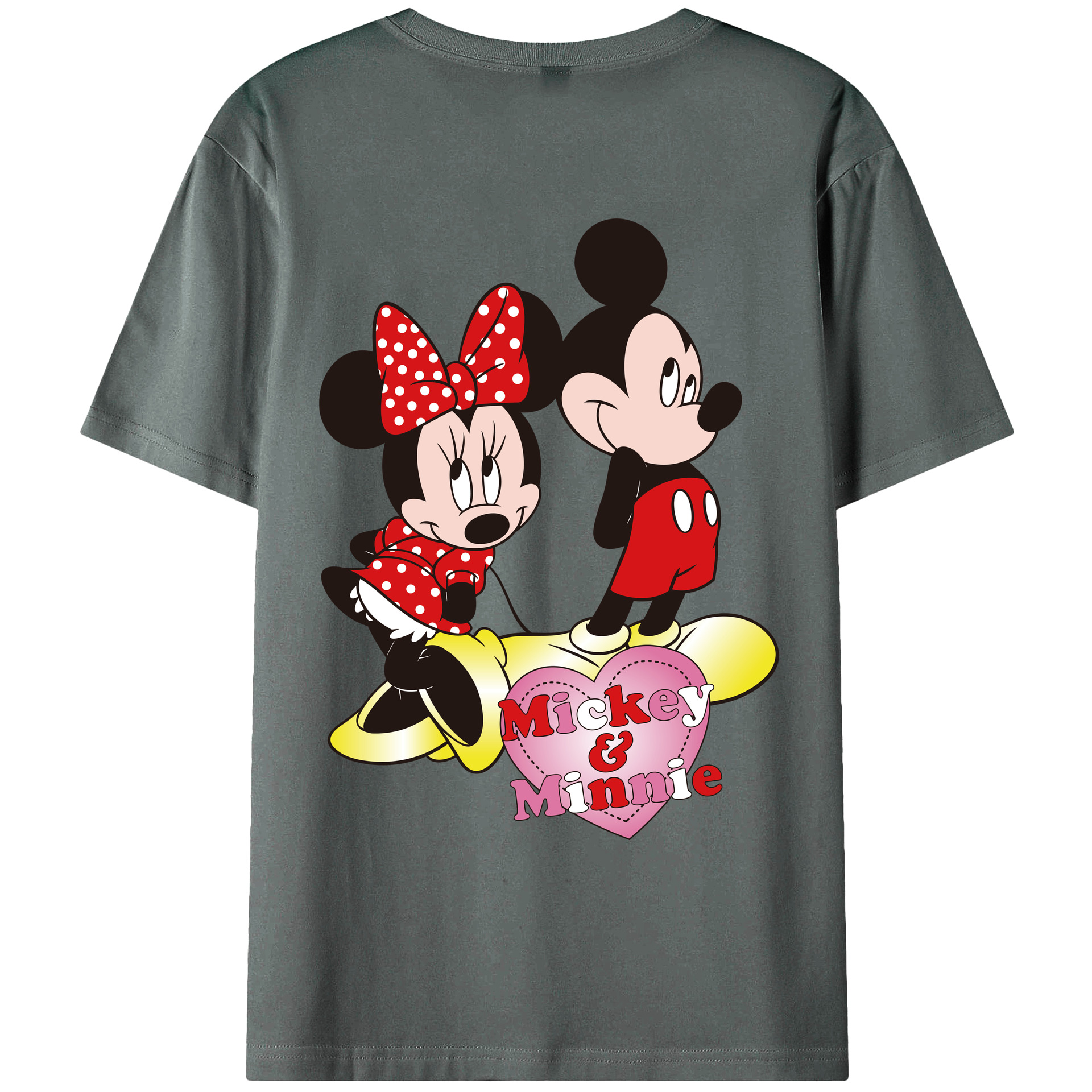 ミッキーマウス Mickey Mouse 綿100％ メンズ半袖Tシャツ（バックプリント） 通気性